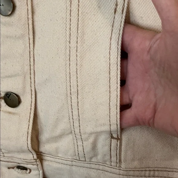d. Jeans Classic Cream Denim Jacket Large - Picture 6 of 9